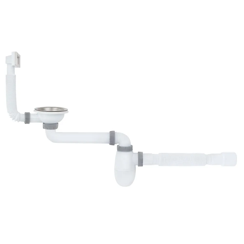 Сифон для кухонной мойки ITAL 3 1/2" 90 мм резьбовой выпуск смещенный универсальный перелив гофротруба.