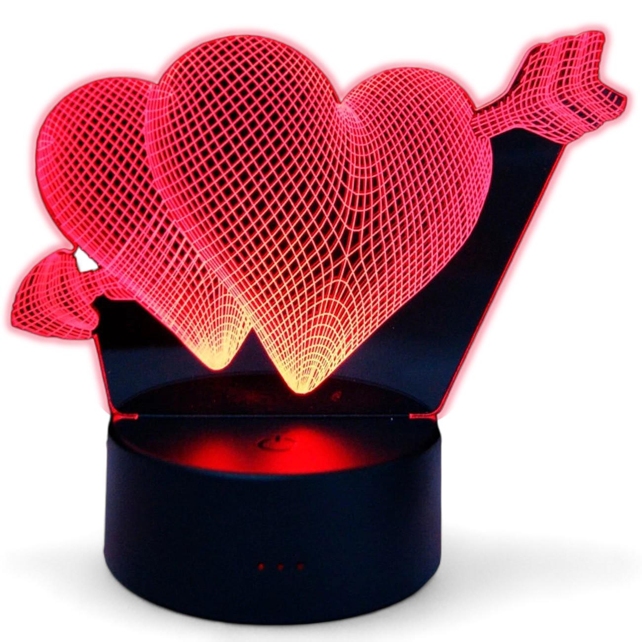 3D ночник для влюбленных Сердца светодиодный 10x15x18 см 3D ночник для влюбленных Сердца светодиодный 10x15x18 см