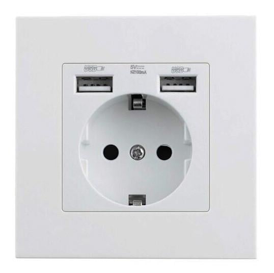 Розетка 220V с USB 2 порта 2,1A с заземлением