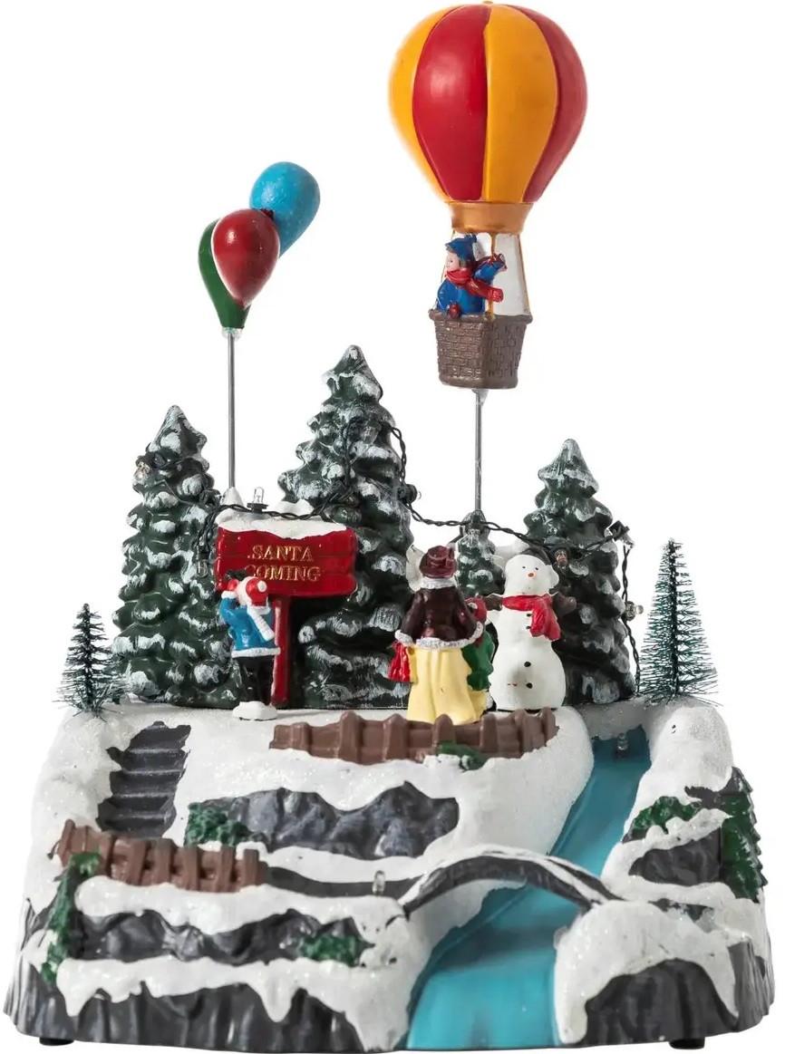 Карусель новогодняя с подсветкой и музыкой Зимний пейзаж с воздушным шаром LightZone (17561)