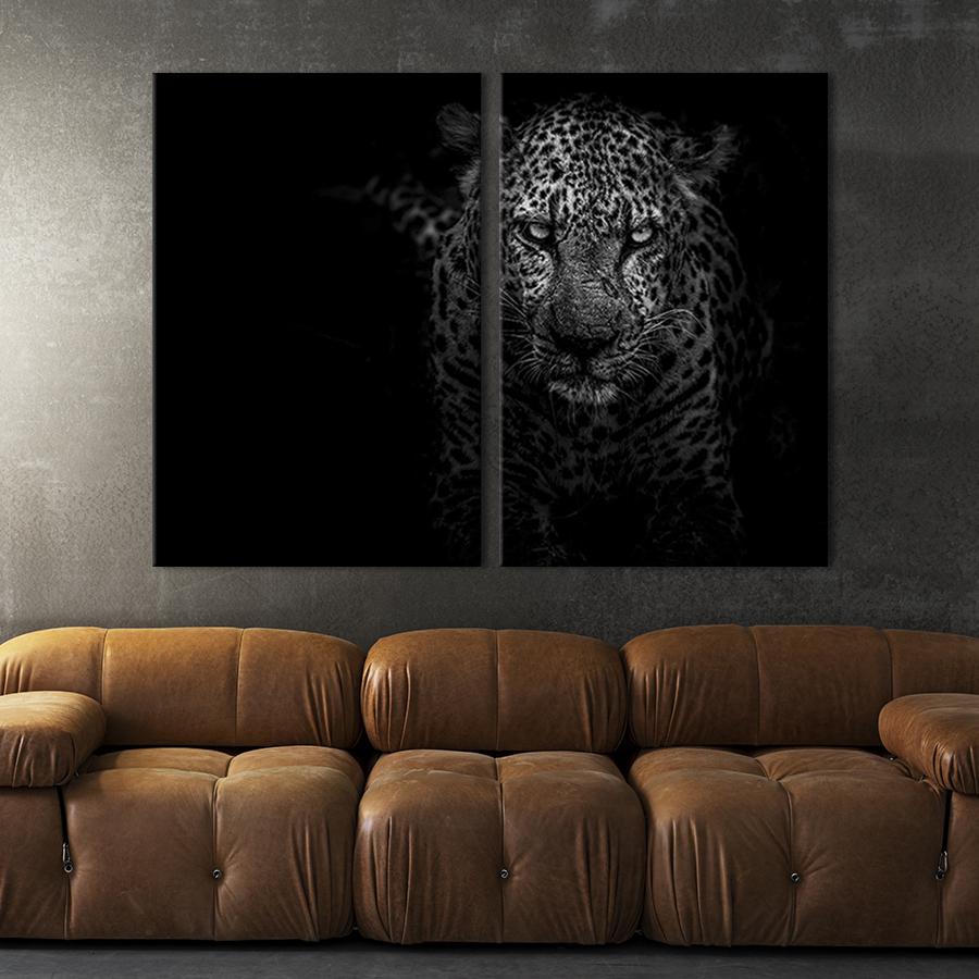Модульная картина на холсте Диптих Хищный ягуар 71x51 см (180-2)