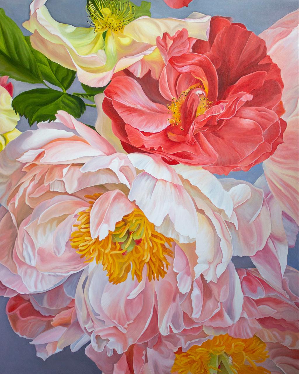 Алмазна мозаїка Santi Вишукані півонії на підрамнику 40х50 см (954442)