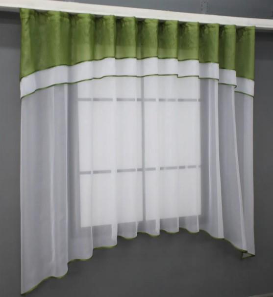 Гардина кухонная с аркой 280х170 см Белый/Оливковый (036к) - фото 3 Гардина кухонная с аркой 280х170 см Белый/Оливковый (036к) - фото 3