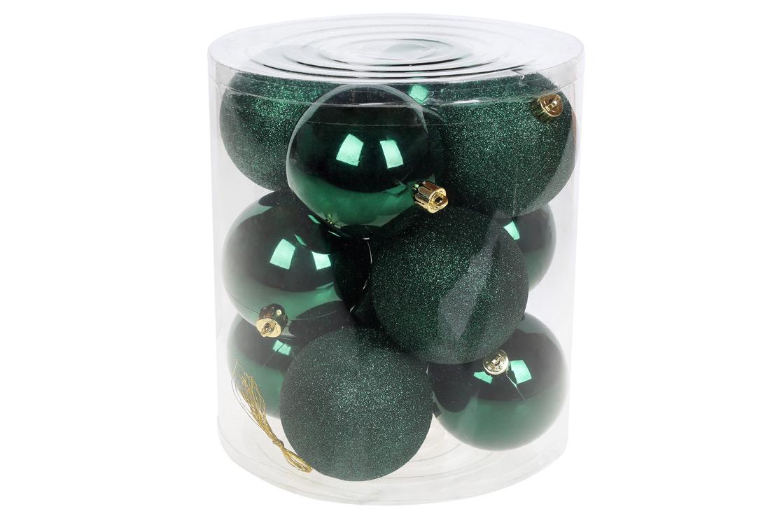 Набор елочных шаров 12 шт. Темно-зеленый (147/959)