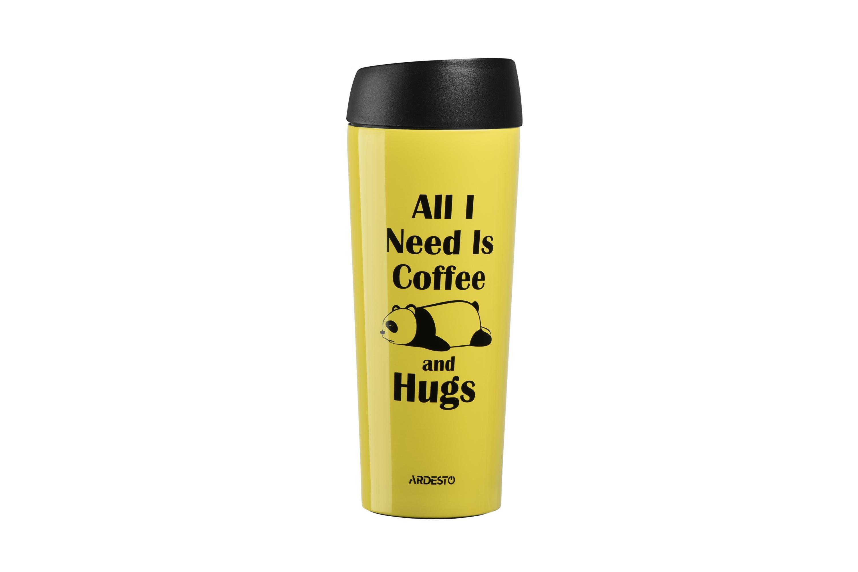 Термочашка Ardesto Coffee Time Panda 450 мл Жовтий (25581)