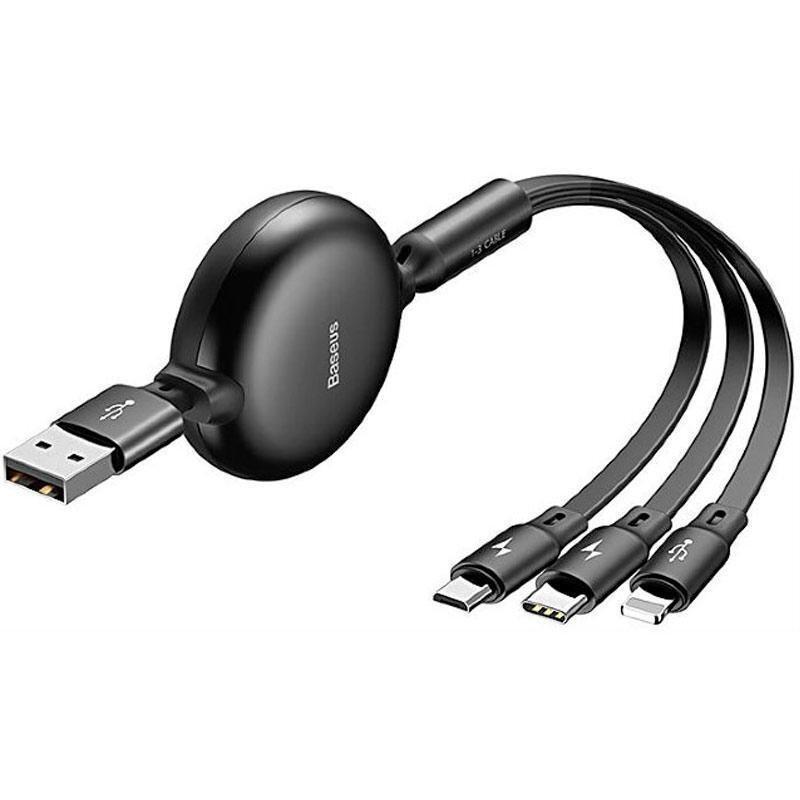 Кабель-рулетка BASEUS combo Little Octopus Micro USB/Lightning/Type-C 1,2 м 3,5 А