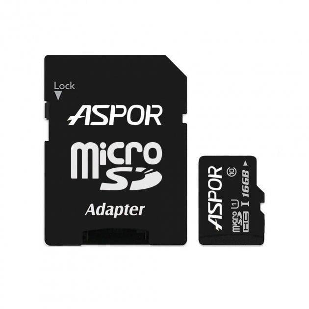Карта памяти Aspor MicroSDHC 16GB UHS-I Class 10 с SD-адаптером (1858272791) Карта памяти Aspor MicroSDHC 16GB UHS-I Class 10 с SD-адаптером (1858272791)