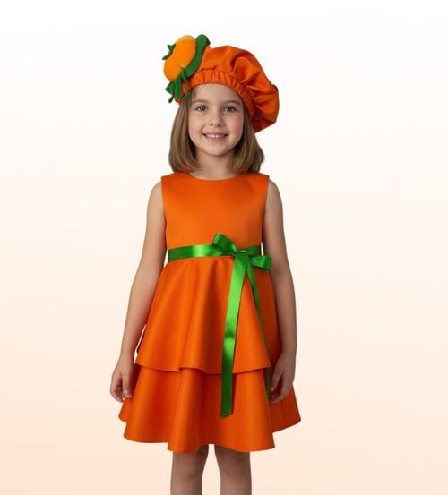 Карнавальное детское платье Тыквушка с головным убором/коттон рост 98-104 см - фото 3 Карнавальное детское платье Тыквушка с головным убором/коттон рост 98-104 см - фото 3