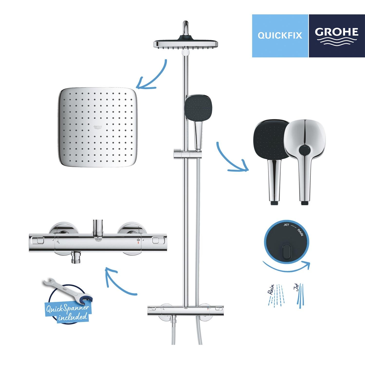 Душова система з термостатом Grohe Vitalio Comfort 26696001 Хром (215017) - фото 6