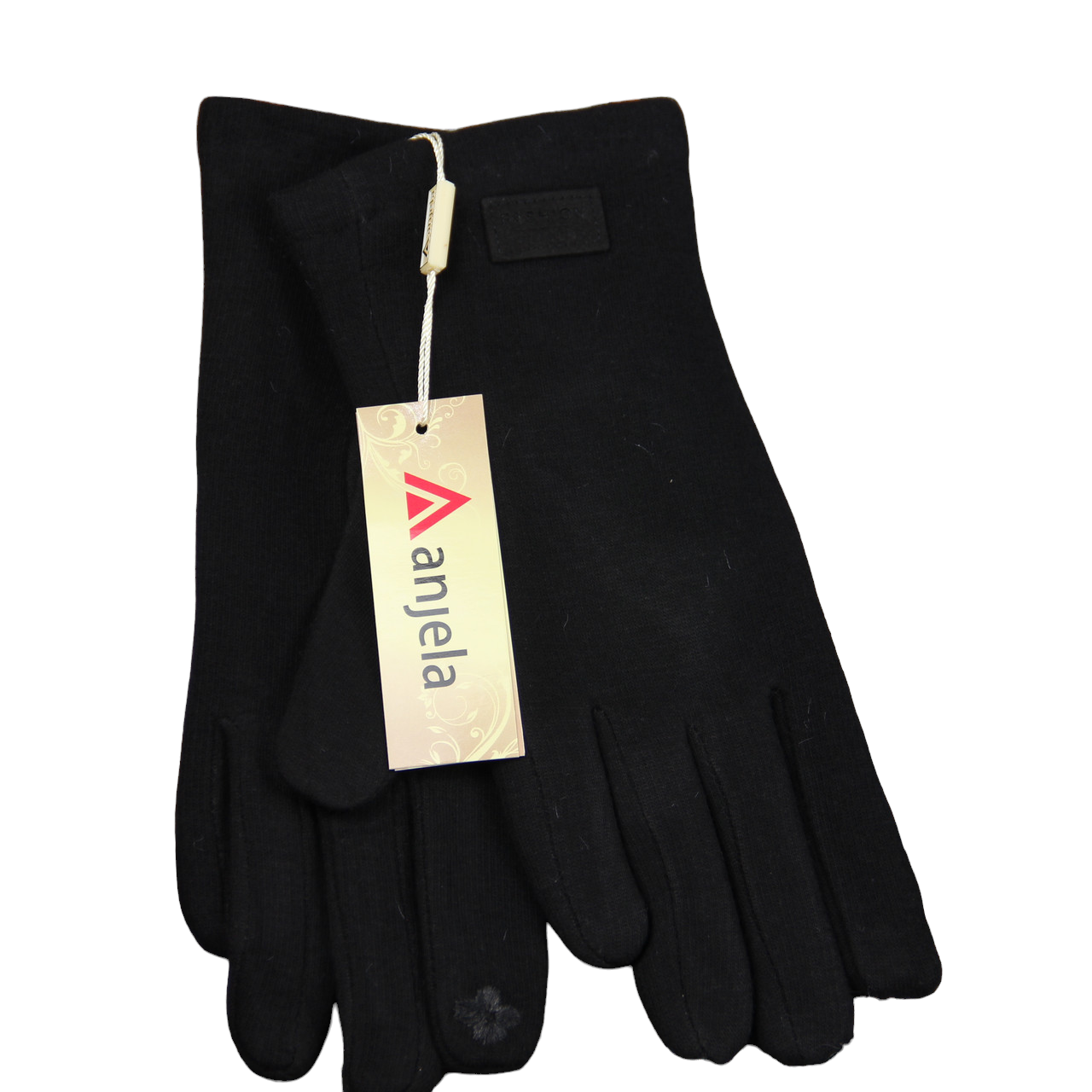 Перчатки женские сенсорные трикотажные на меху шитые с нашивкой S-M (34103)