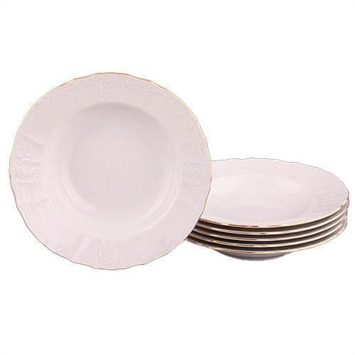 Набор тарелок глубоких Thun Bernadotte обводка золотая/фарфор 6 шт. d 23 см (311011M с)