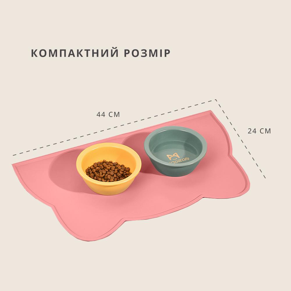 Коврик под миски для кошек и собак резиновый антискользящий 44x24 см Розовый (KLMKLT-PNK-0727) - фото 6