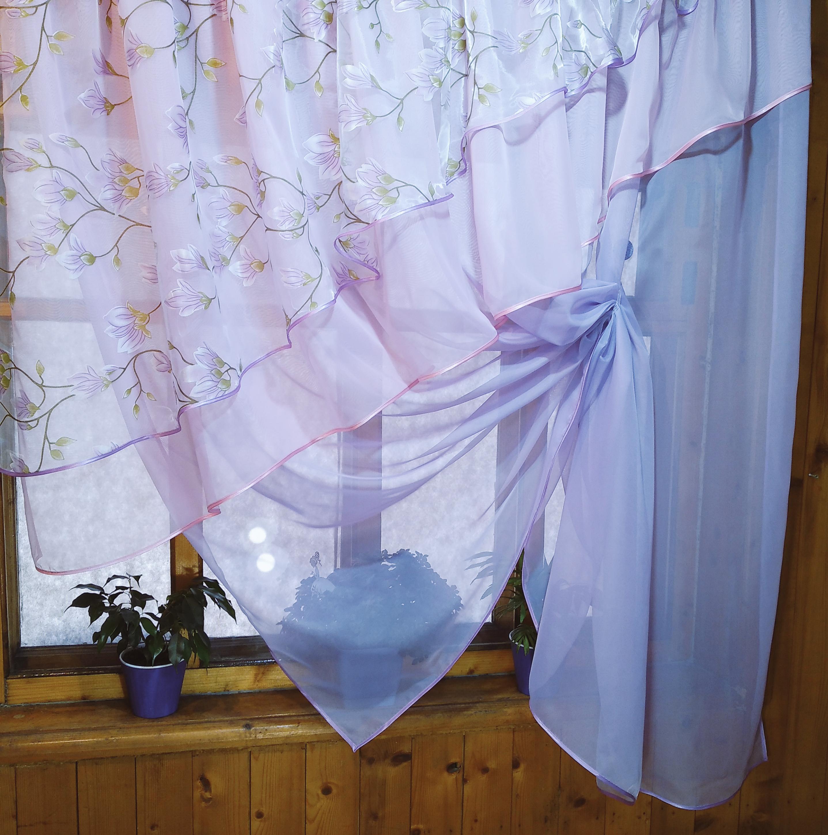 Фіранка кухонна готова коротка Алія гілочка Бузкова - фото 4 Фіранка кухонна готова коротка Алія гілочка Бузкова - фото 4