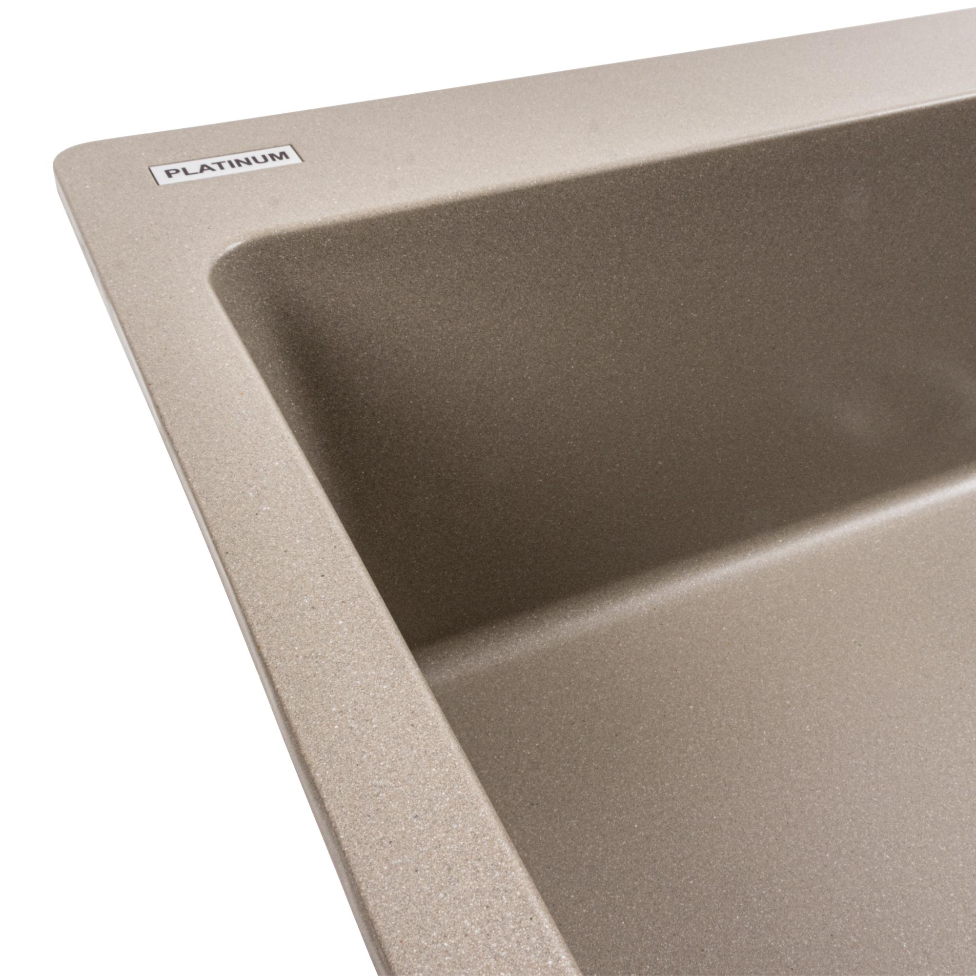 Мийка кухонна Platinum PLS-A39643 гранітна прямокутна 780x500 мм Бежевий (25963326) - фото 4