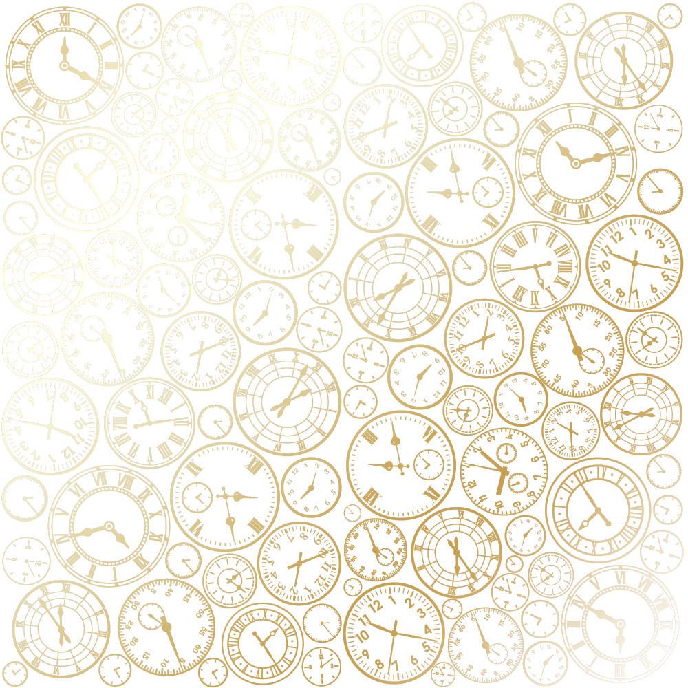 Лист бумаги односторонний Golden Clocks с фольгированием 30,5х30,5 см White