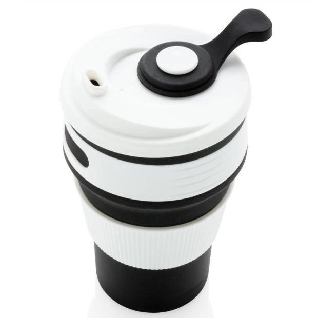 Чашка силиконовая Collapsible складная с герметичной крышкой и поилкой 350 мл Черный - фото 2