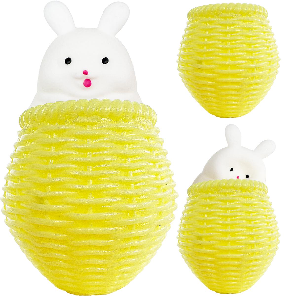 Игрушка антистресс Зайчик в корзине 10 см White/Yellow - фото 3