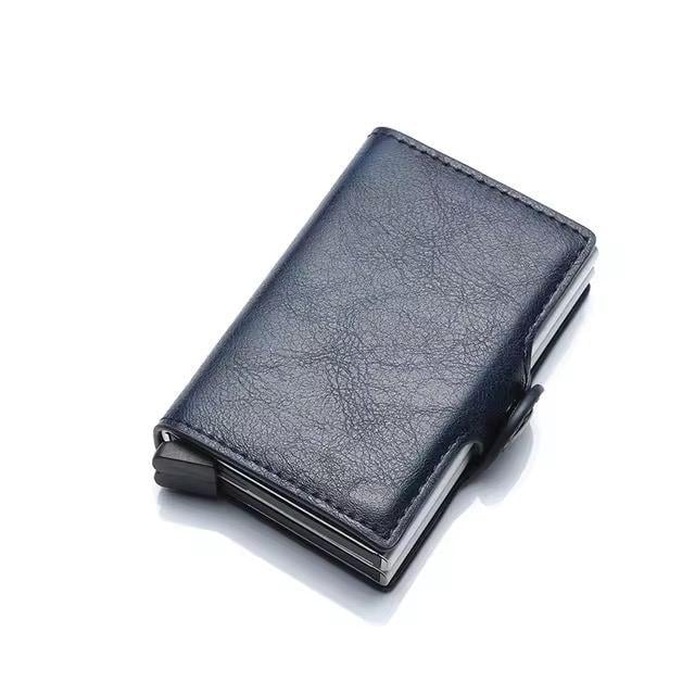 Картхолдер-кошелек двойной кожаный для карточек и денег с RFID-защитой Синий (C1807H3BlueB)