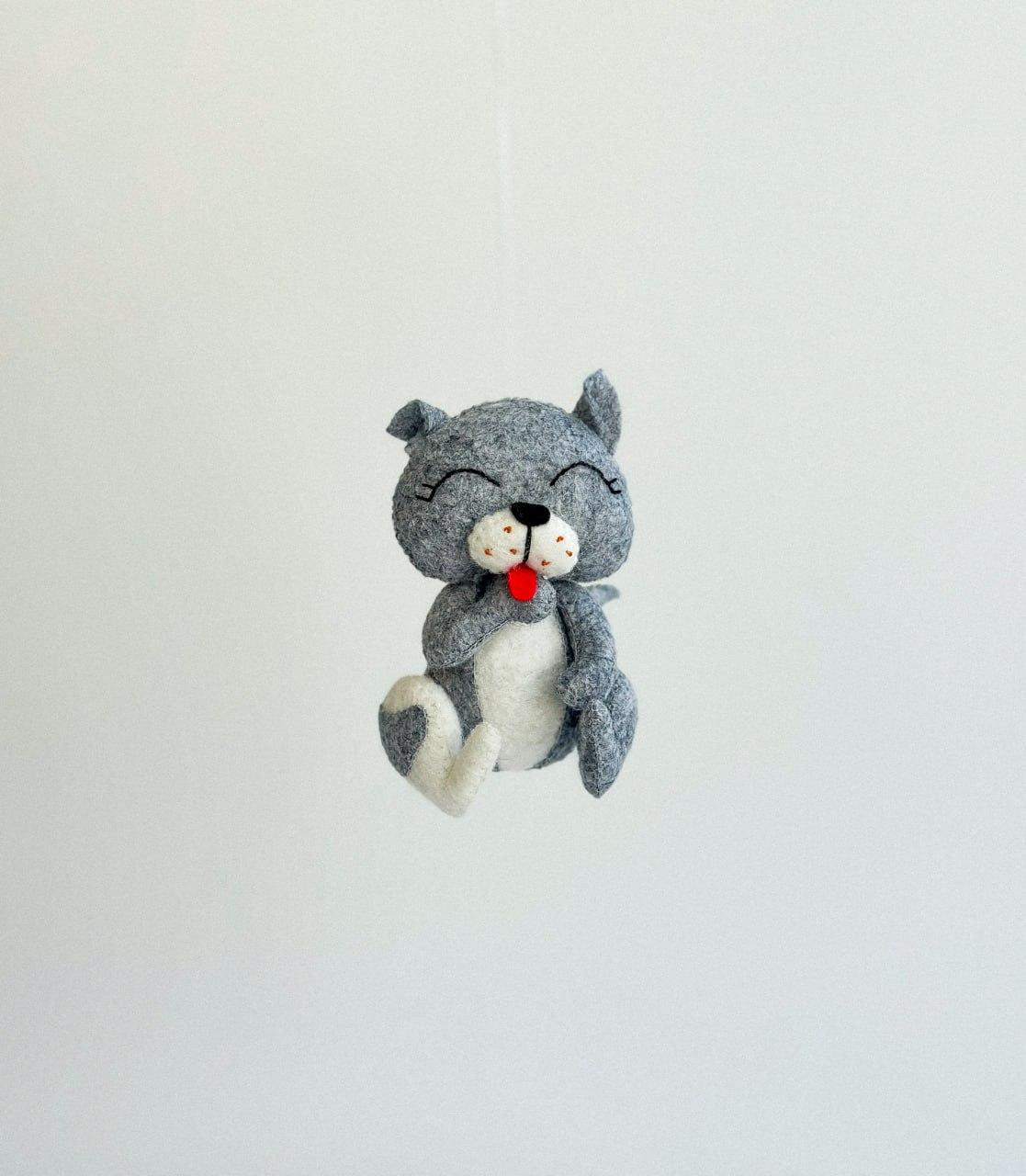 Мягкая игрушка фетровая Серый кот ручная работа (29472382)