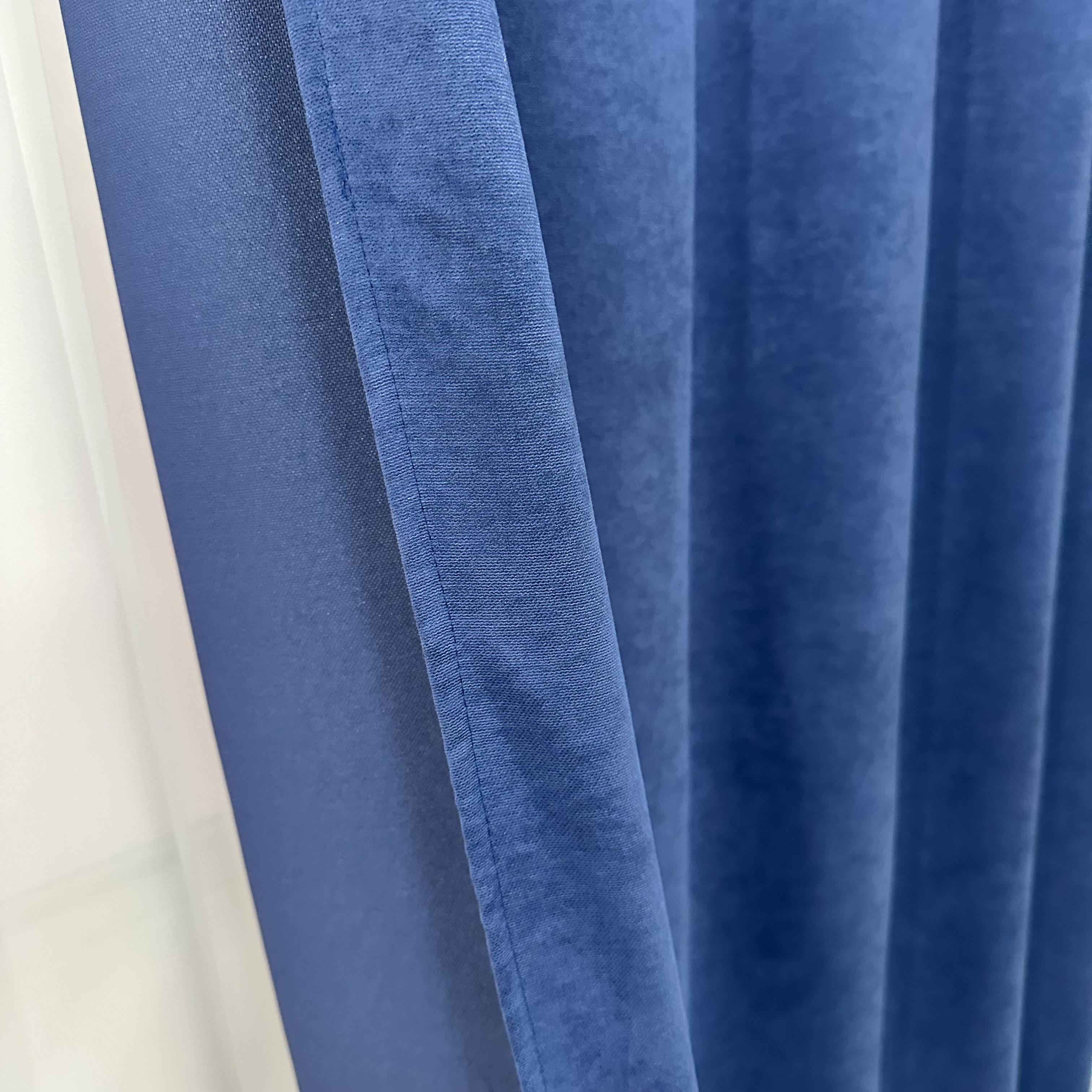 Комплект штор мікровелюр 2 шт. 1,5х2,7 м готові на шторній тасьмі 6 см Синій (petek-V34) - фото 9 Комплект штор мікровелюр 2 шт. 1,5х2,7 м готові на шторній тасьмі 6 см Синій (petek-V34) - фото 9