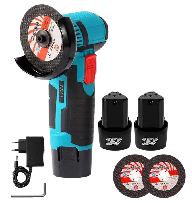 Болгарка аккумуляторная GSW 12V 2 АКБ 2 диска 76 мм Blue
