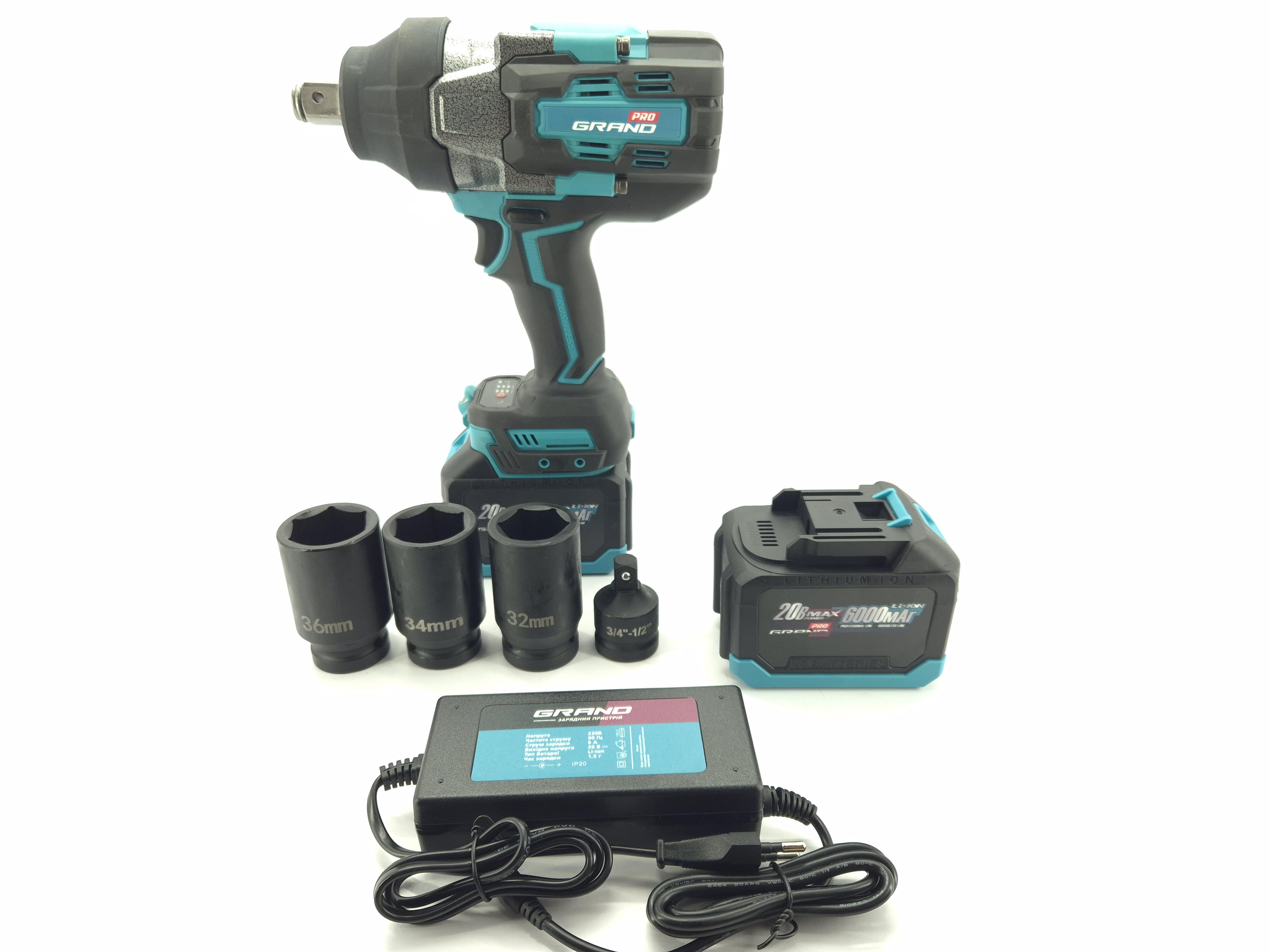 Гайковерт акумуляторний ударний Grand АГ-2000 UBL - фото 2 Гайковерт акумуляторний ударний Grand АГ-2000 UBL - фото 2