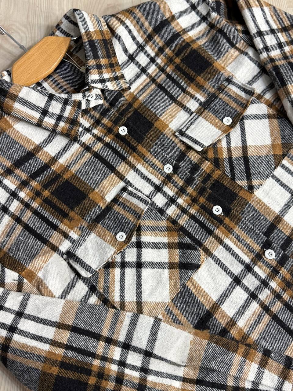 Сорочка жіноча YZY 223 картата оверсайз тепла байка OS Бежевий (5399) - фото 7 Сорочка жіноча YZY 223 картата оверсайз тепла байка OS Бежевий (5399) - фото 7