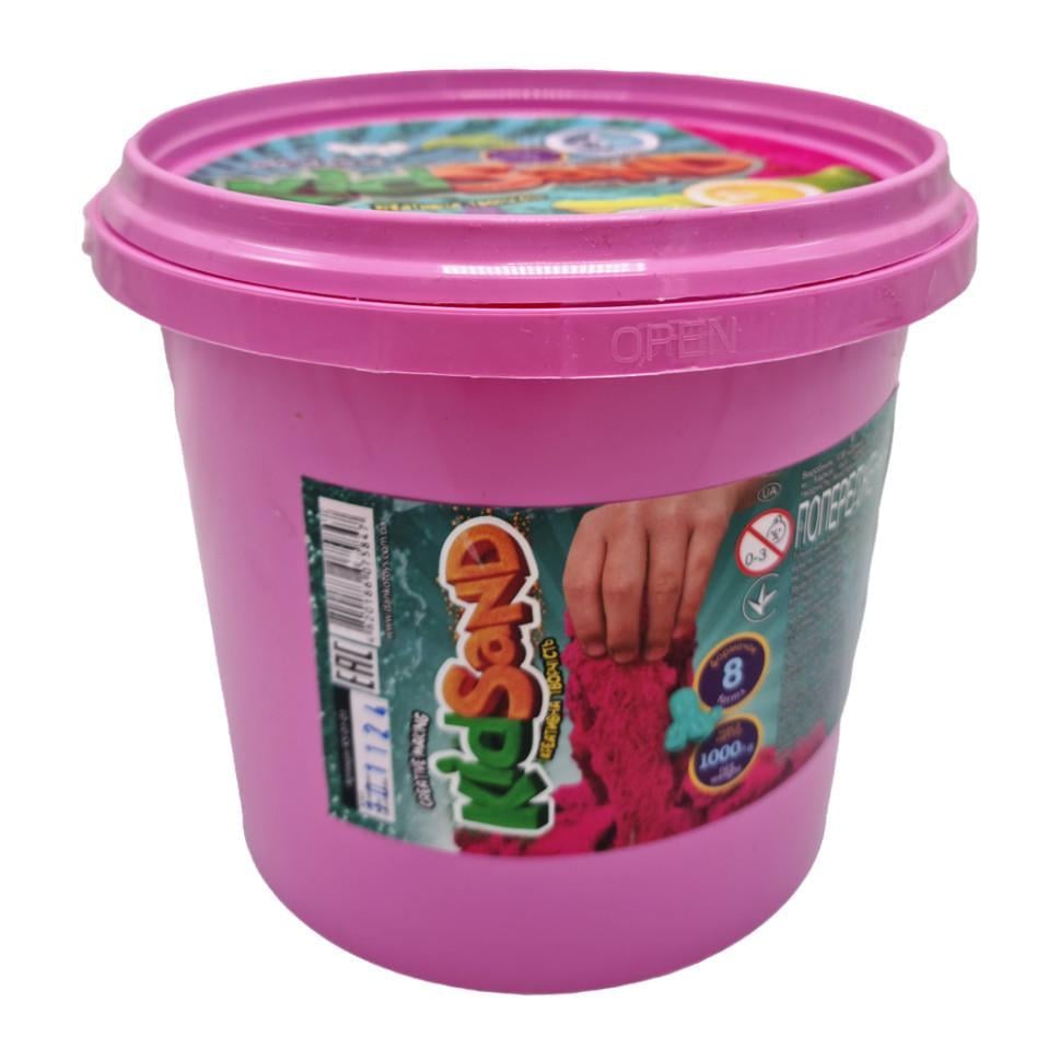 Набір креативної творчості кінетичний пісок Danko Toys KidSand KS-01-01 відро 1000 г Рожевий (RLT7062s60950)