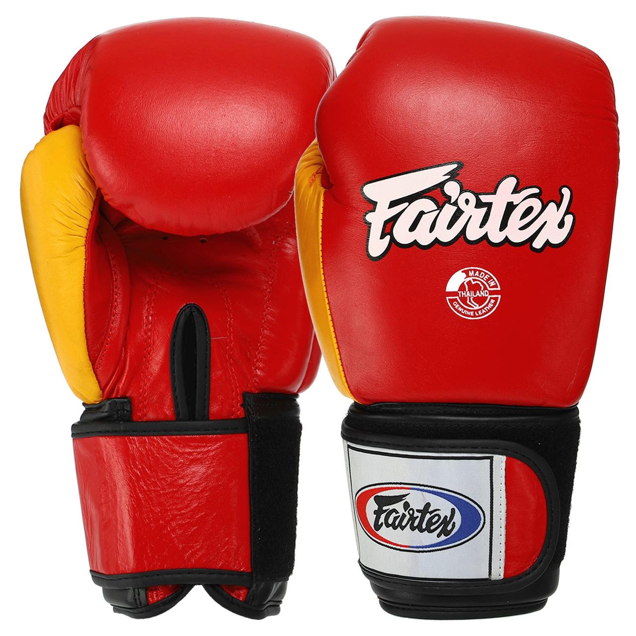 Боксерские перчатки FAIRTEX кожаные 10 oz Красно-желтый (FTX065)