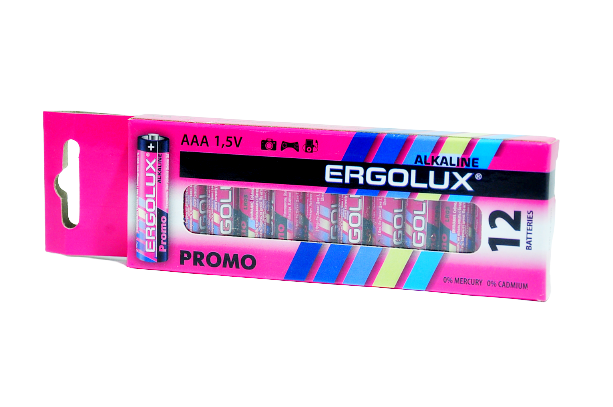 Батарейка мініпальчикова Alkaline ААА LR03 ERGOLUX PROMO 12 шт.