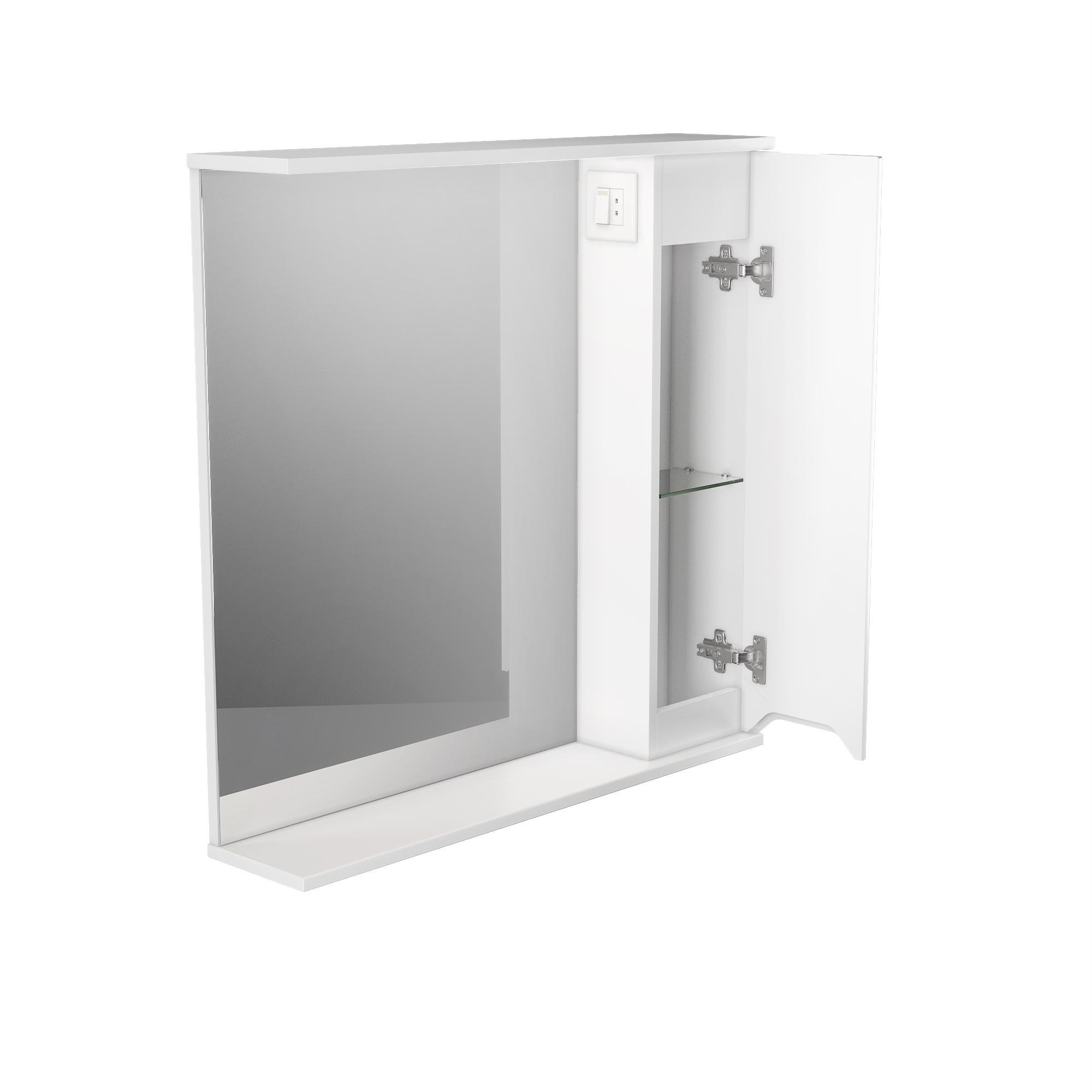 Шкаф настенный ВанЛанд Prime Prmc-80 с зеркалом и LED подсветкой правый (00084VAN) - фото 2 Шкаф настенный ВанЛанд Prime Prmc-80 с зеркалом и LED подсветкой правый (00084VAN) - фото 2