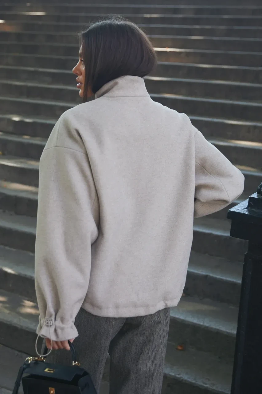 Пальто женское укороченное XXL-3XL Бежевый (2701161709) - фото 5 Пальто женское укороченное XXL-3XL Бежевый (2701161709) - фото 5