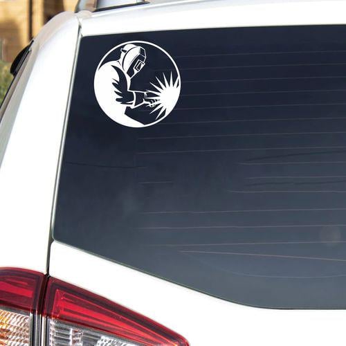 Наклейка на авто Сварщик 20х20 см Белый