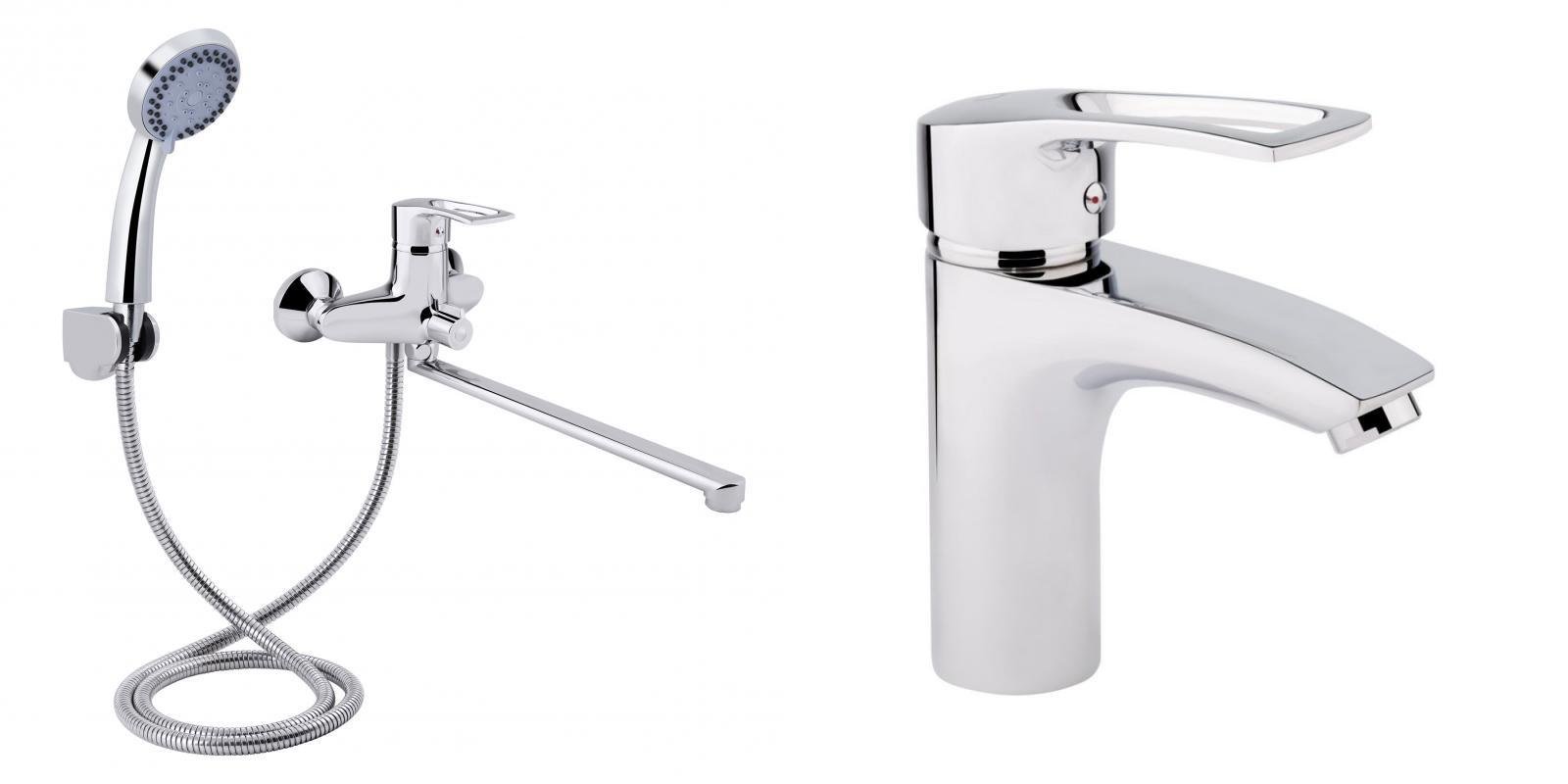 Набор смесителей для ванны с длинным изливом 2в1 Qtap Хром