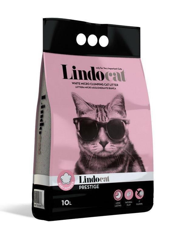 Наполнитель бентонитовый Lindocat Prestige baby powder с ароматом детской пудры 10 л