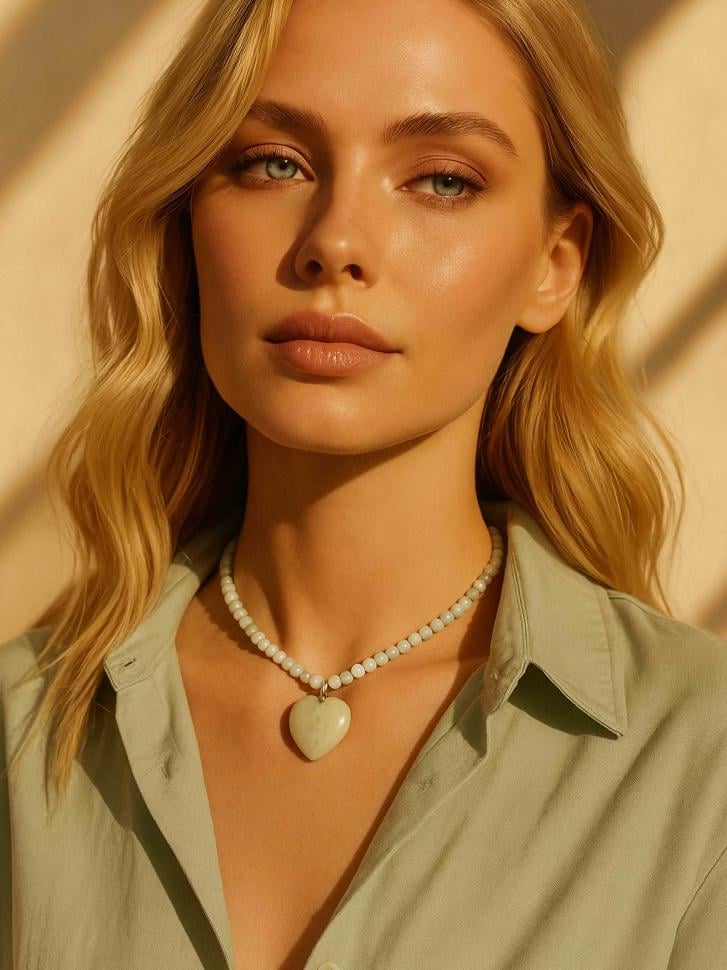 Чокер LeBijou из нефрита с подвеской каменное сердце (5210)