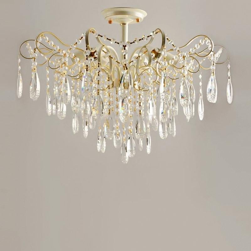 Люстра кришталева стельова Light House SH-18175/6 LWG 680х680х500 мм Білий/Золотий