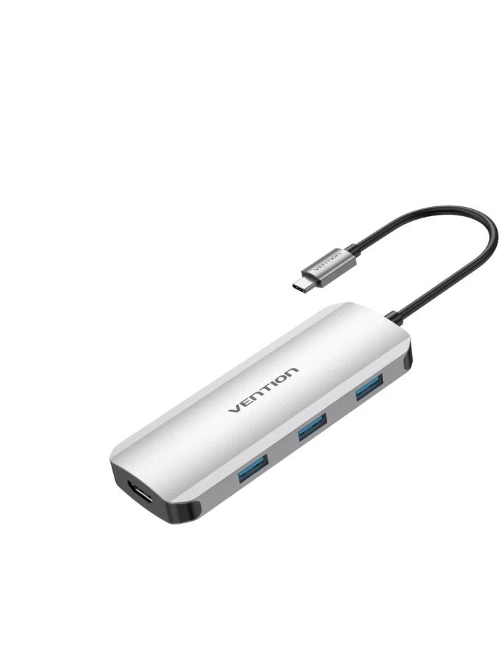 Хаб Vention 7-in-1 USB-C-HDMI 3xUSB3.0/SD/TF/PD100W/0,15 м Grey (TOJHB)
