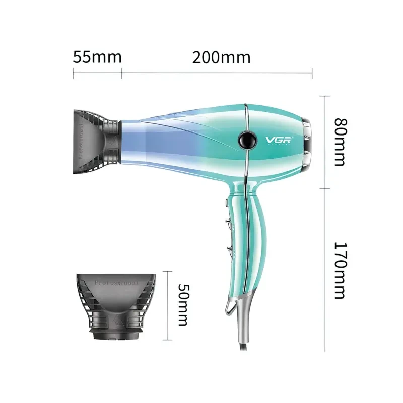 Фен для волос профессиональный VGR V-452 2400 Вт с двумя концентраторами с холодным и горячим воздухом (V452TU) - фото 6