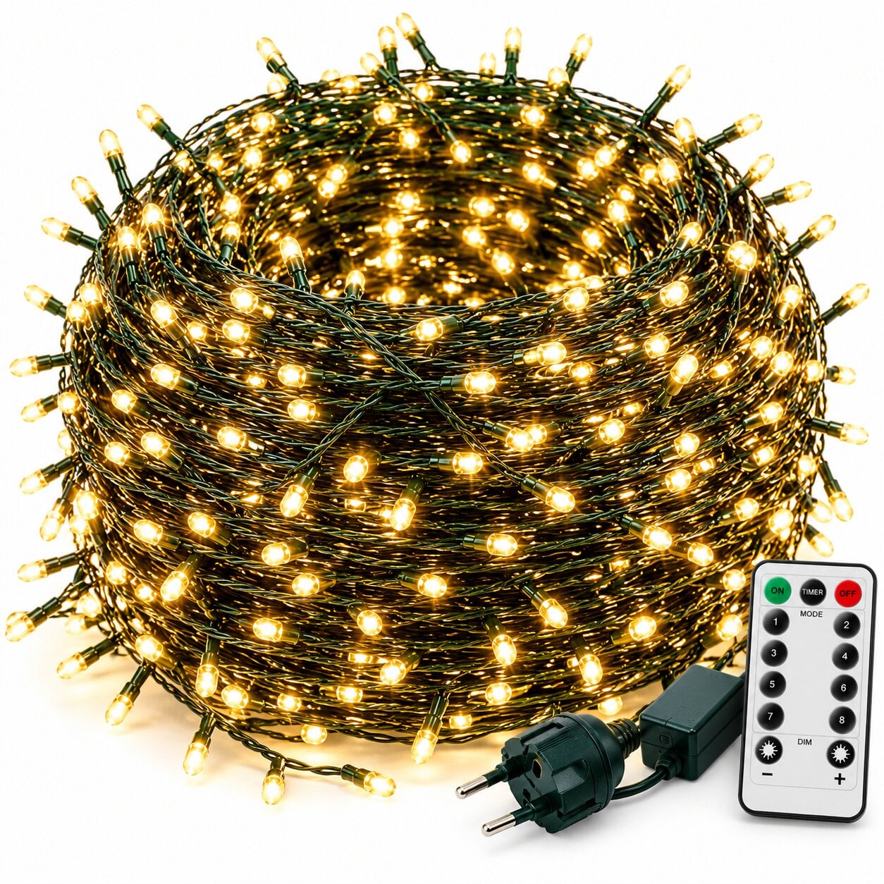Нить гирлянда светодиодная Роса 2000 LED Теплый свет 220В с пультом 200 м Зеленый (5672632)