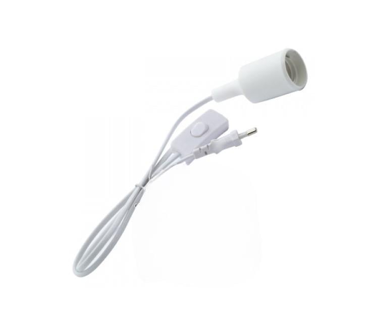 Підвісний силіконовий світильник Leo E27/вимикач/вилка Білий