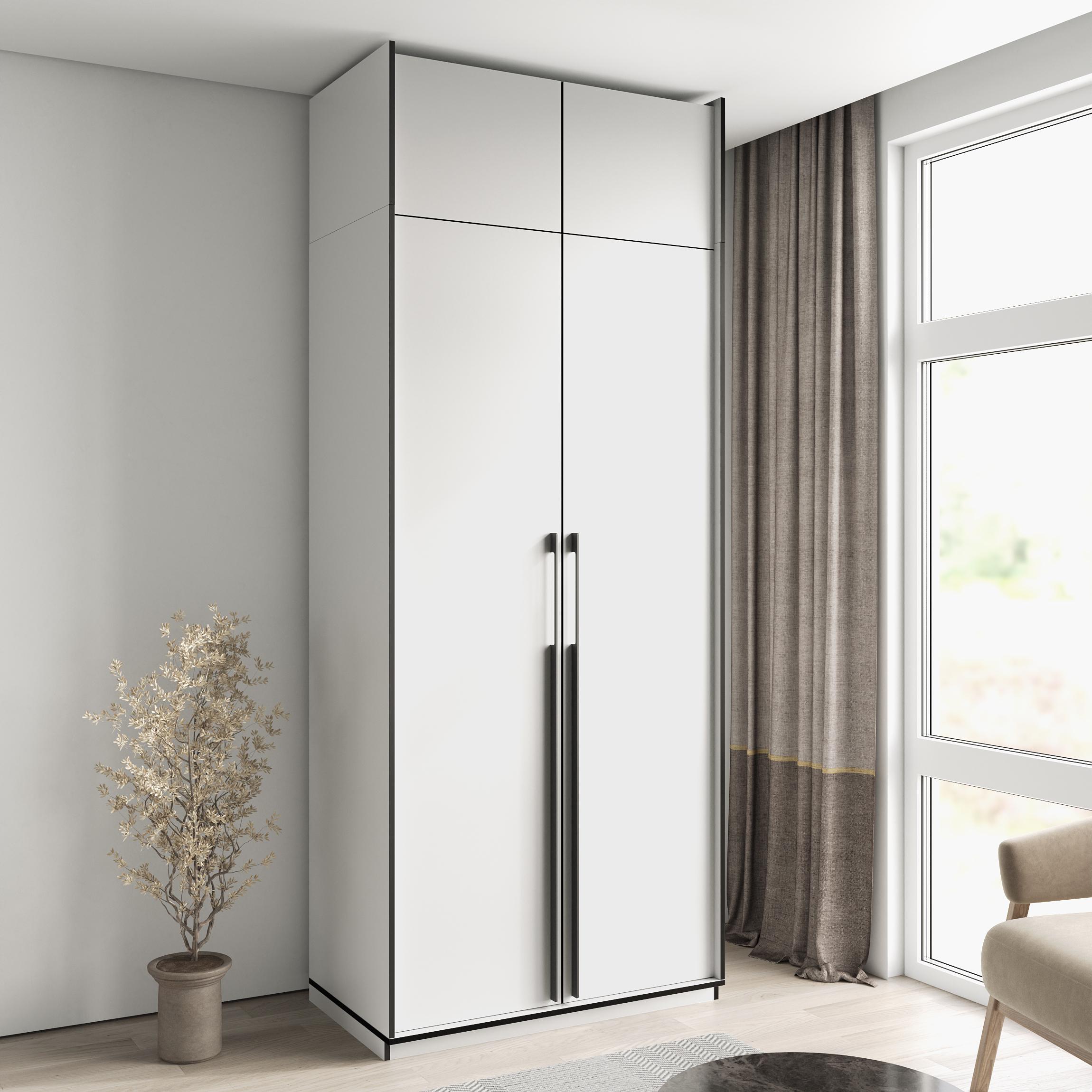 Шафа-пенал в передпокій розпашна дводверна 7 полиць з антресолью 1002х2500х570 мм Білий (mr-13а-wh)