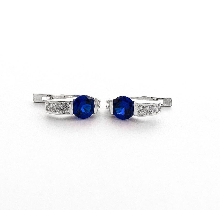 Сережки срібні з фіанітами Maxi Silver 7963 Синій (87963)