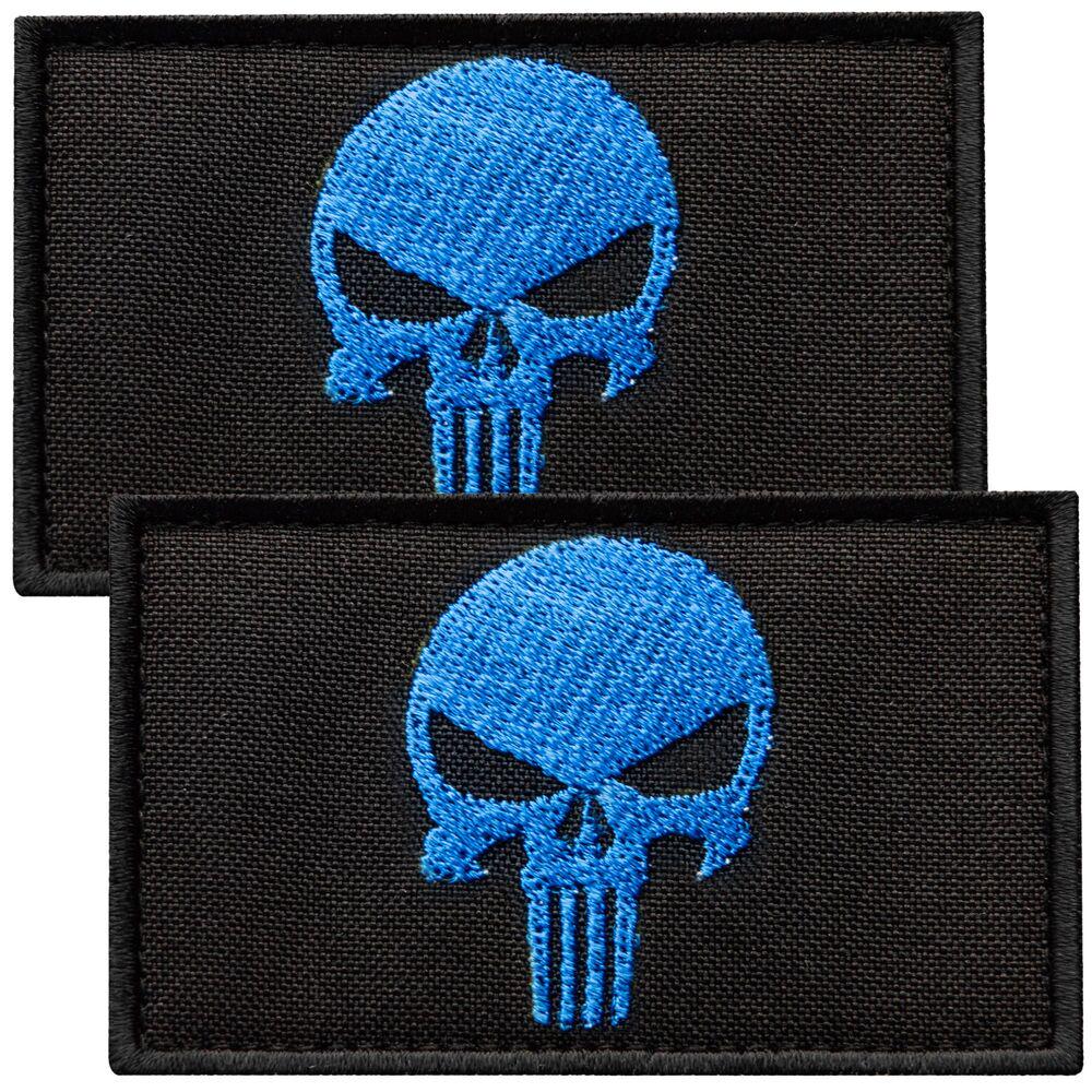 Набор шевронов с липучкой PUNISHER Череп Каратель 5х8 см 2 шт. Синий (24249)