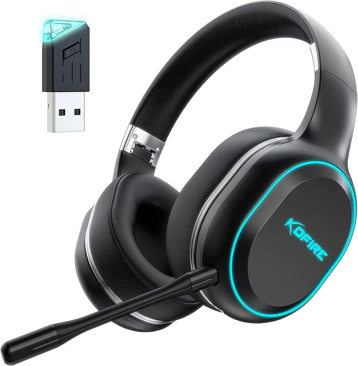 Наушники геймерские беспроводные Kofire UG-05 с микрофоном и RGB подсветкой Black