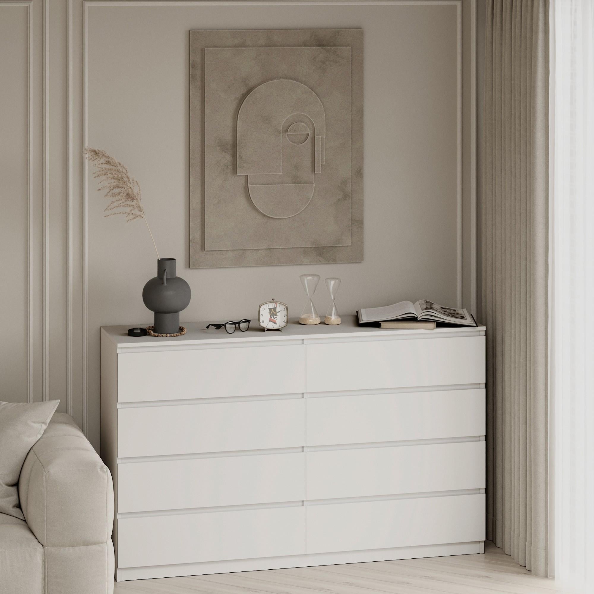 Комод на 8 ящиков без ручек Line KF8 1400x450x1035 мм Белый Комод на 8 ящиков без ручек Line KF8 1400x450x1035 мм Белый