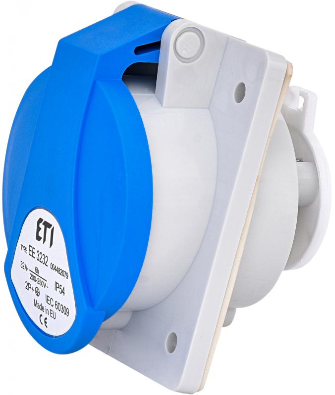 Силовая розетка ETI EE-3232 2P+PE 32А 230 В встроенная IP54 Синий (4482079)