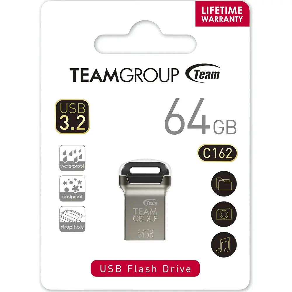 Флеш-память USB Team Group C162 64 Гб USB 3.1 Серый с черным (TC162364GB01) - фото 4 Флеш-память USB Team Group C162 64 Гб USB 3.1 Серый с черным (TC162364GB01) - фото 4