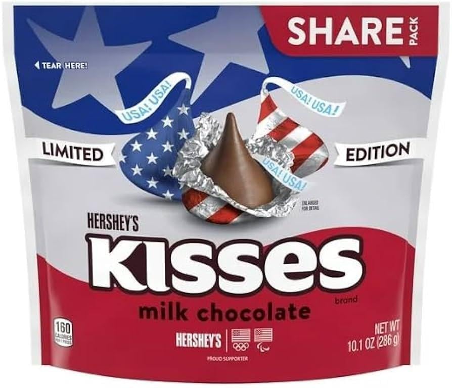 Конфеты шоколадные Hershey's Kisses Patriotic Foils Milk Chocolate Limited Edition 286 г (2587371588)