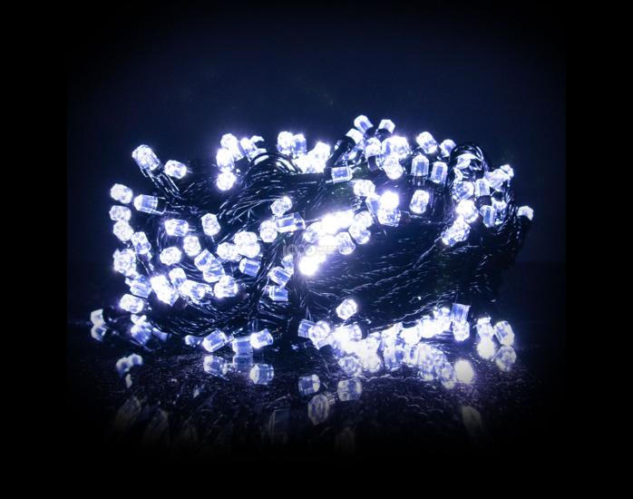 Гирлянда цепь светодиодная классическая 7 м 100 LED 8 режимов черный шнур лампочки кристалл Холодный Белый